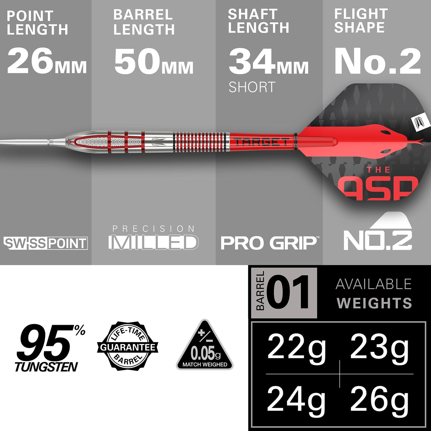 Target Darts Nathan Aspinall Gen 2 SP 95% Tungsten Steel Tip Darts