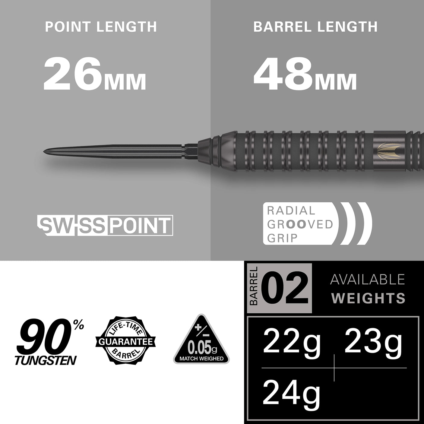 Target Darts Bolide Void 01 90% Tungsten Steel Tip Darts