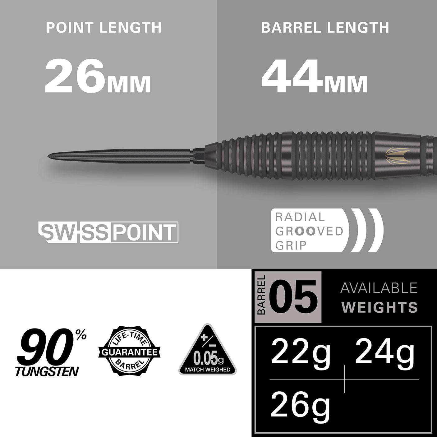 Target Darts Bolide Void 05 90% Tungsten Steel Tip Darts