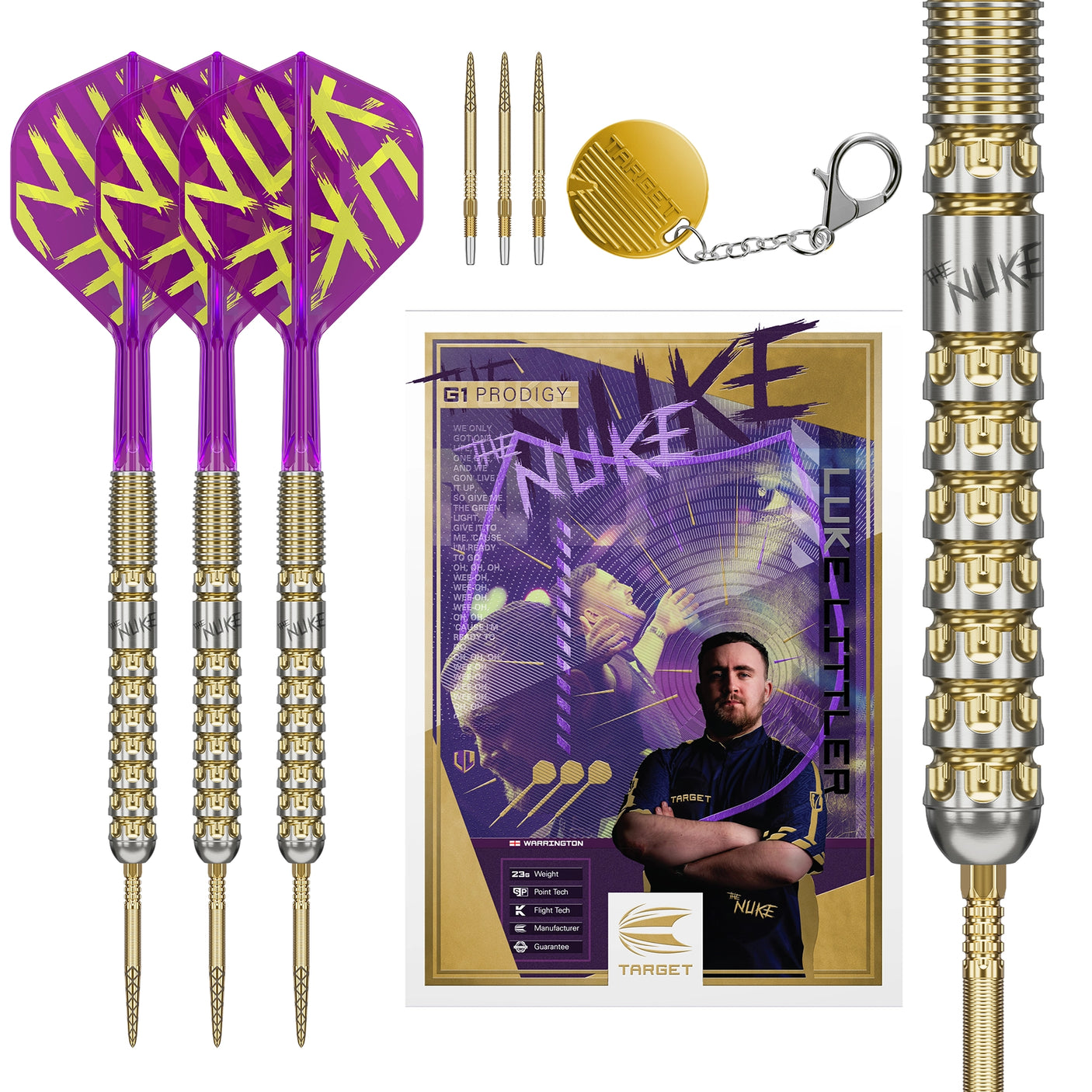 Target Darts Luke Littler G1 Prodigy SP 90% Tungsten Steel Tip Darts