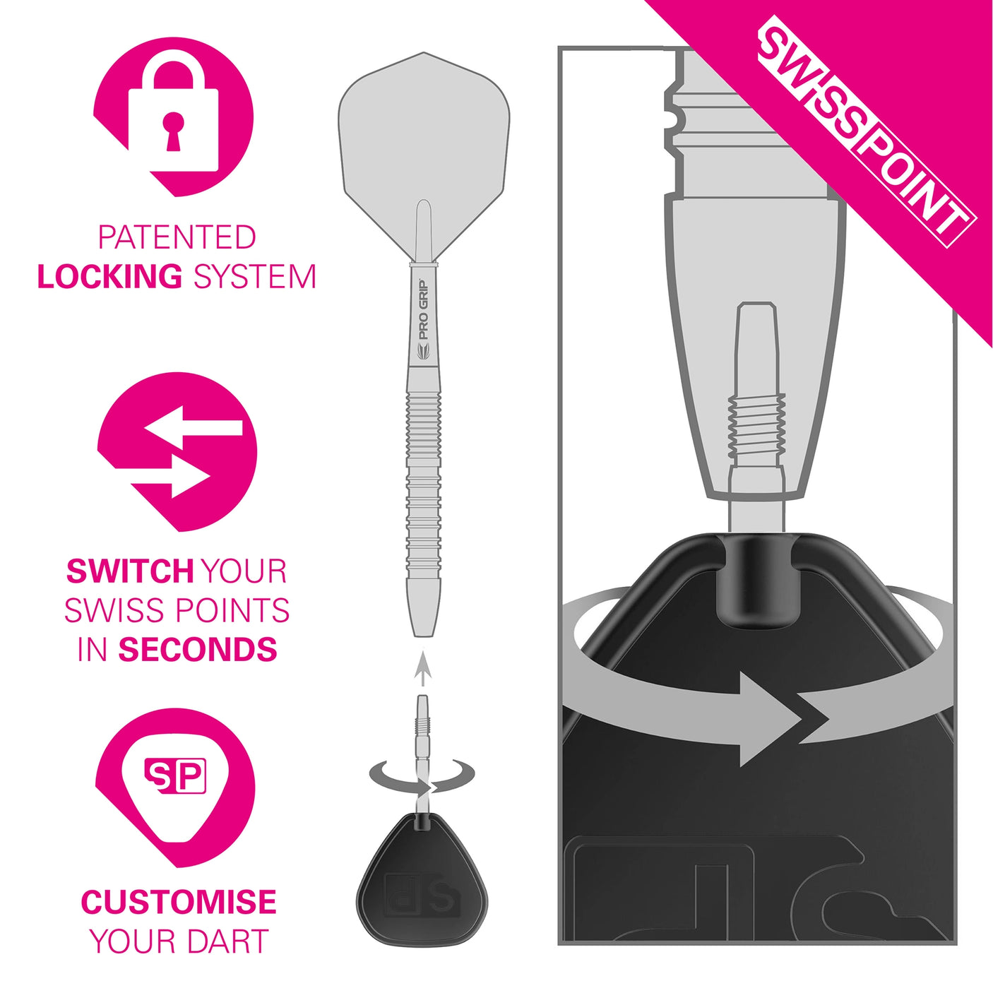 Target Darts Swiss Point Plain Dart Points