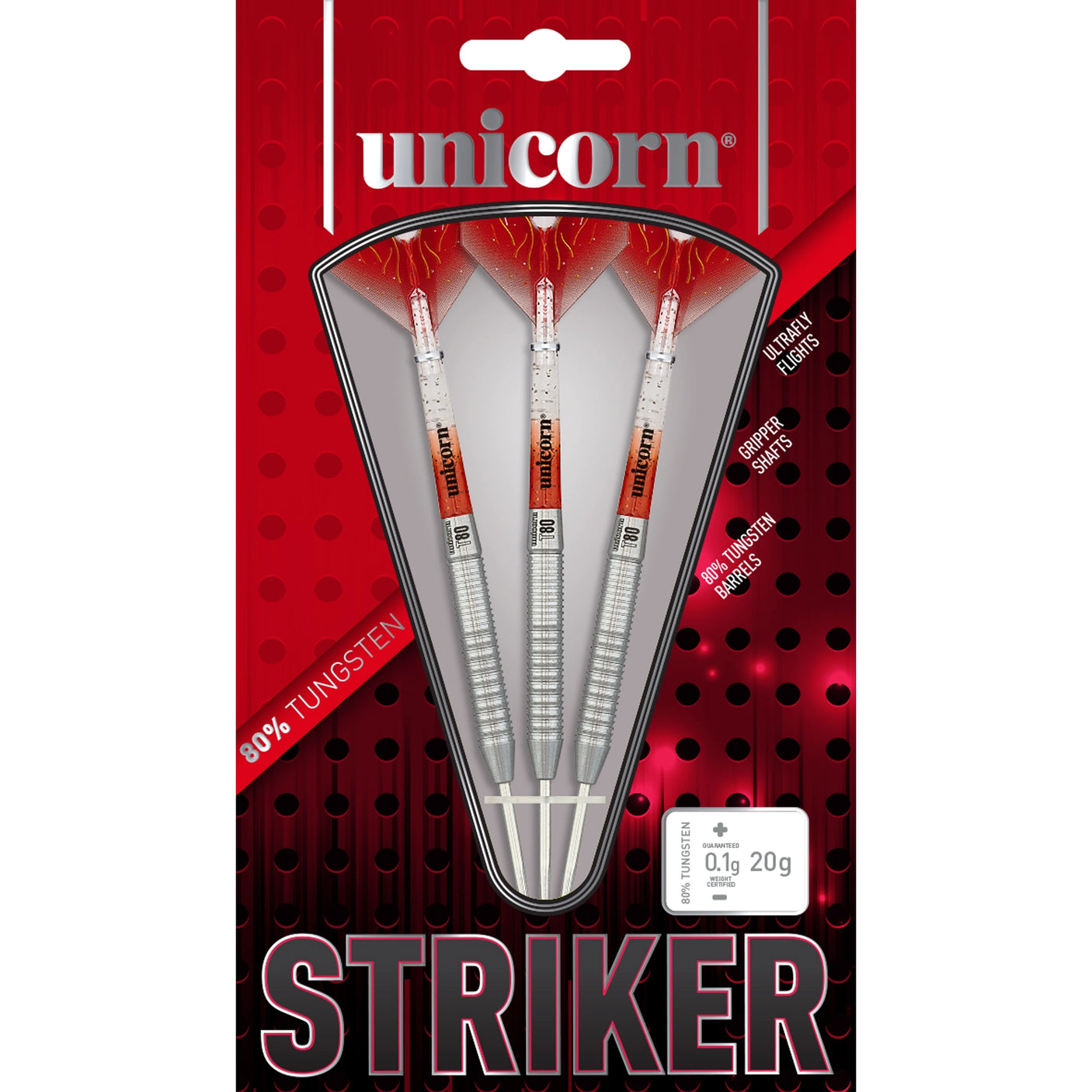 Unicorn Striker Type 1 80% Tngsten Steel Tip Dart Box View