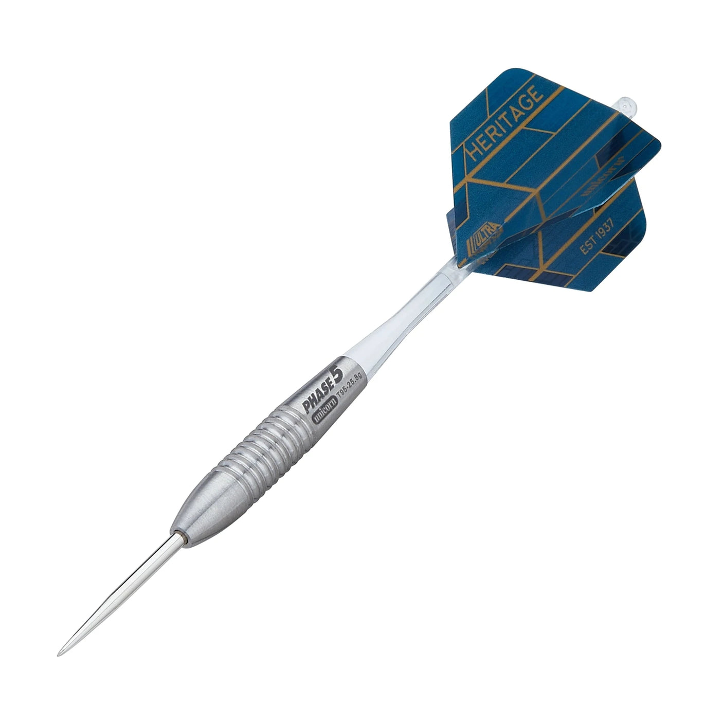 Unicorn Heritage Phase 5 95% Tungsten Darts 26g on angle view