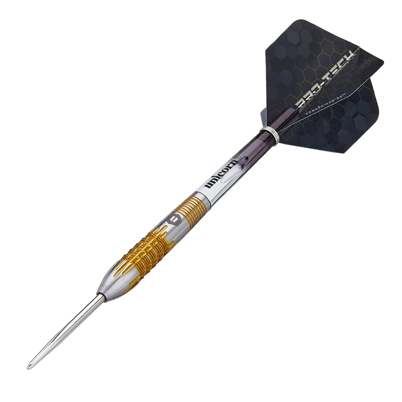 Unicorn Pro-Tech Style 1 Steel Tip Dart - 90% Tungsten On Angle View