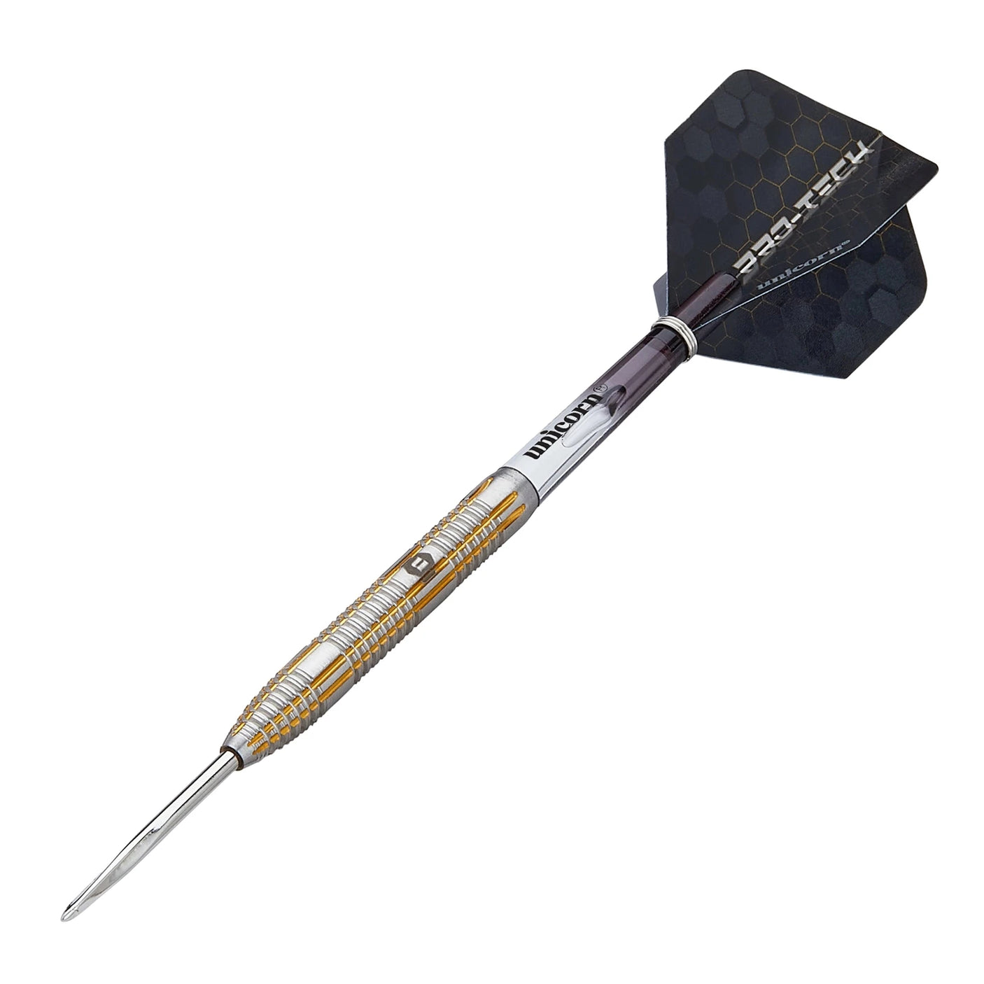 Unicorn Pro-Tech Style 4 Steel Tip Dart - 90% Tungsten On Angle View