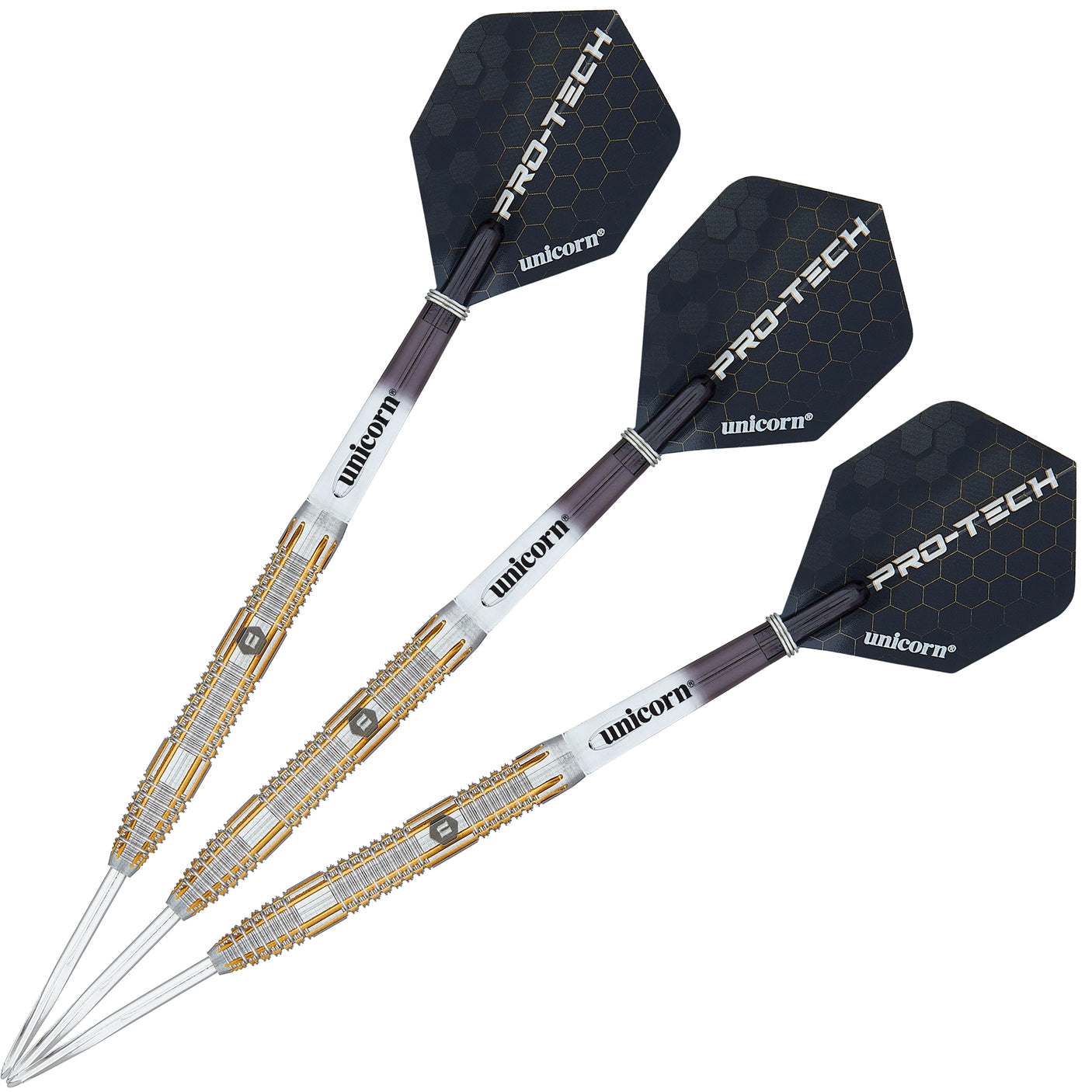 Unicorn Pro-Tech Style 4 Steel Tip Dart - 90% Tungsten Three Dart View
