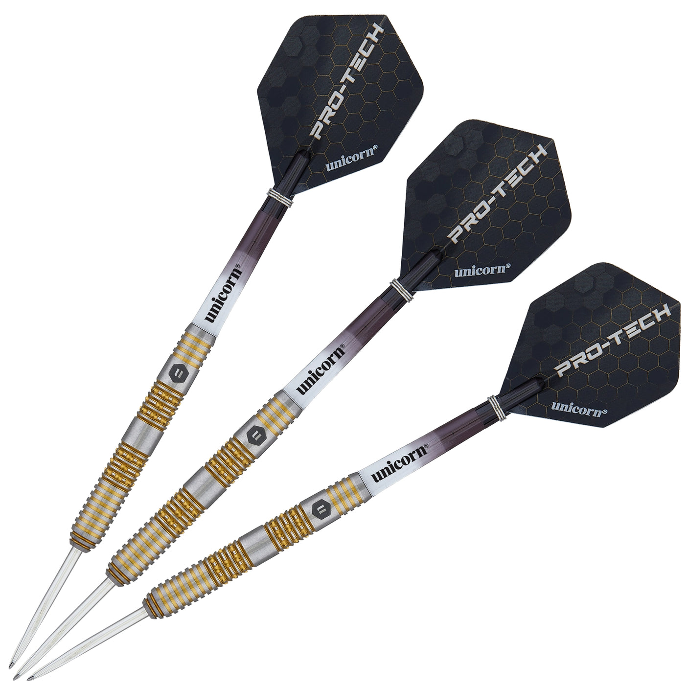 Unicorn Pro-Tech Style 6 Steel Tip Dart - 90% Tungsten Three Dart View