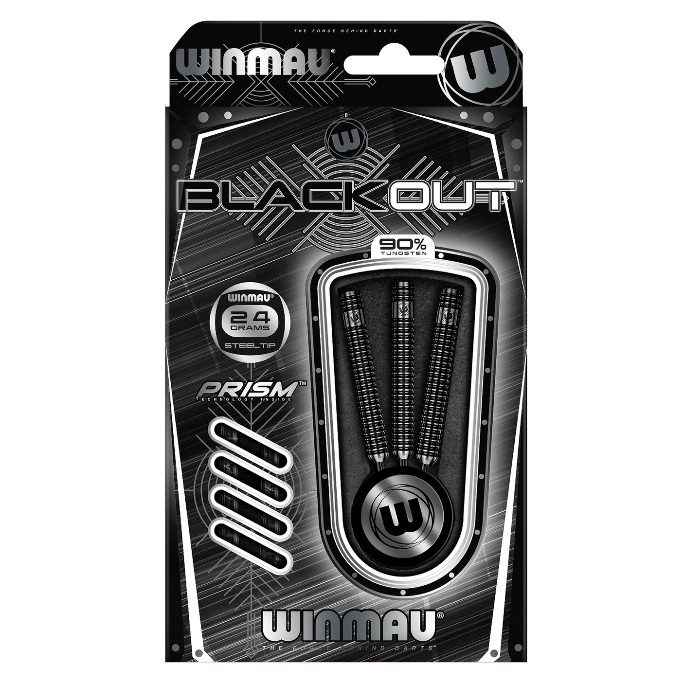 Winamau  Blackout 90% Tungsten Steel Tip Darts - Straight Barrel