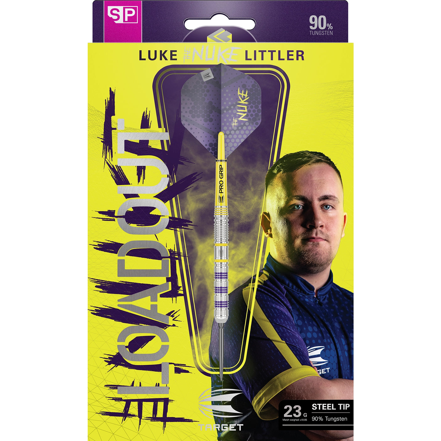 Luke Littler Loudout-90 Swis Point steel tip dart packaging view