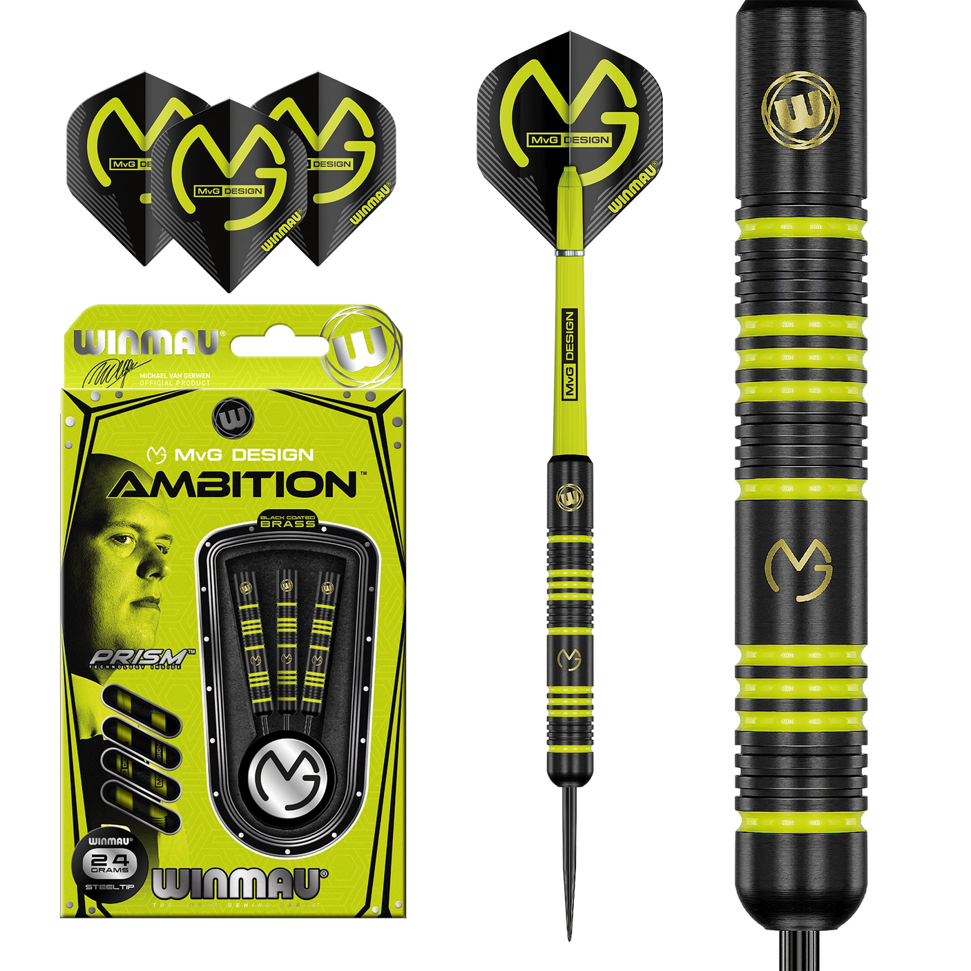 Winmau Michael Van Gerwen Ambition Brass Steel Tip Darts what you get