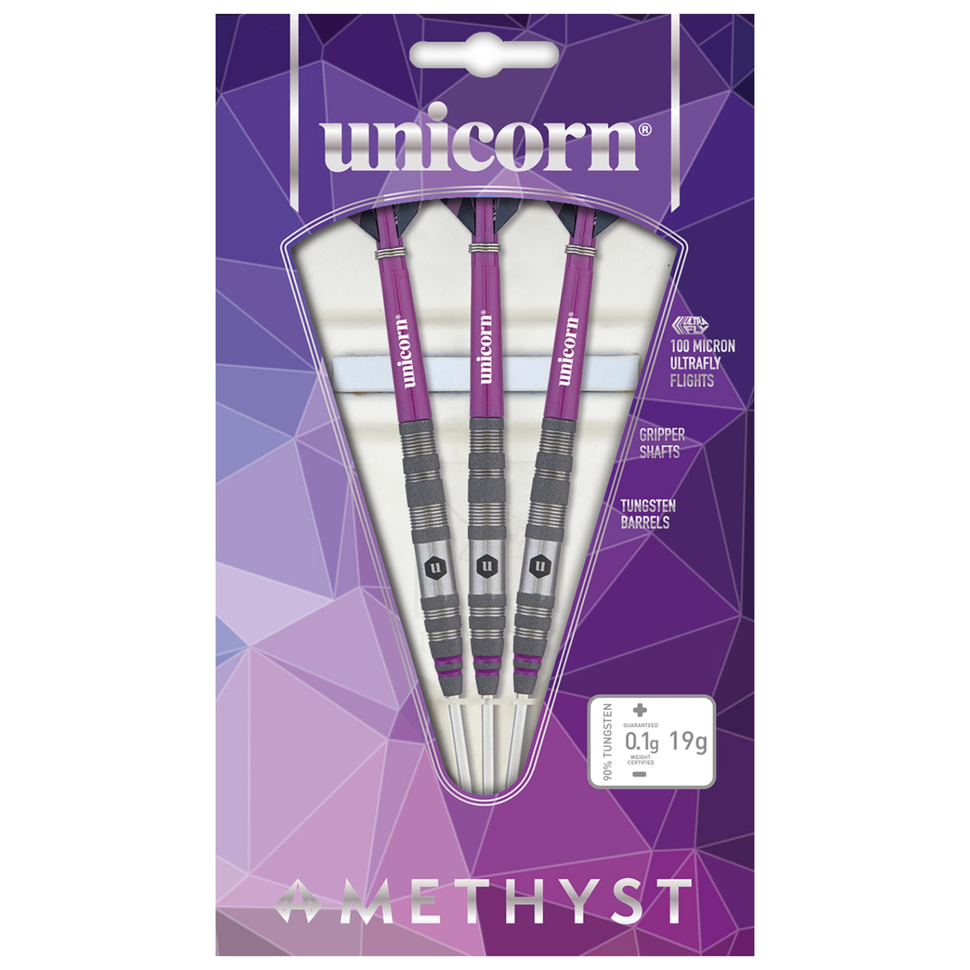 Unicorn Amethyst 2D 90% Tungsten Steel Tip Darts pack