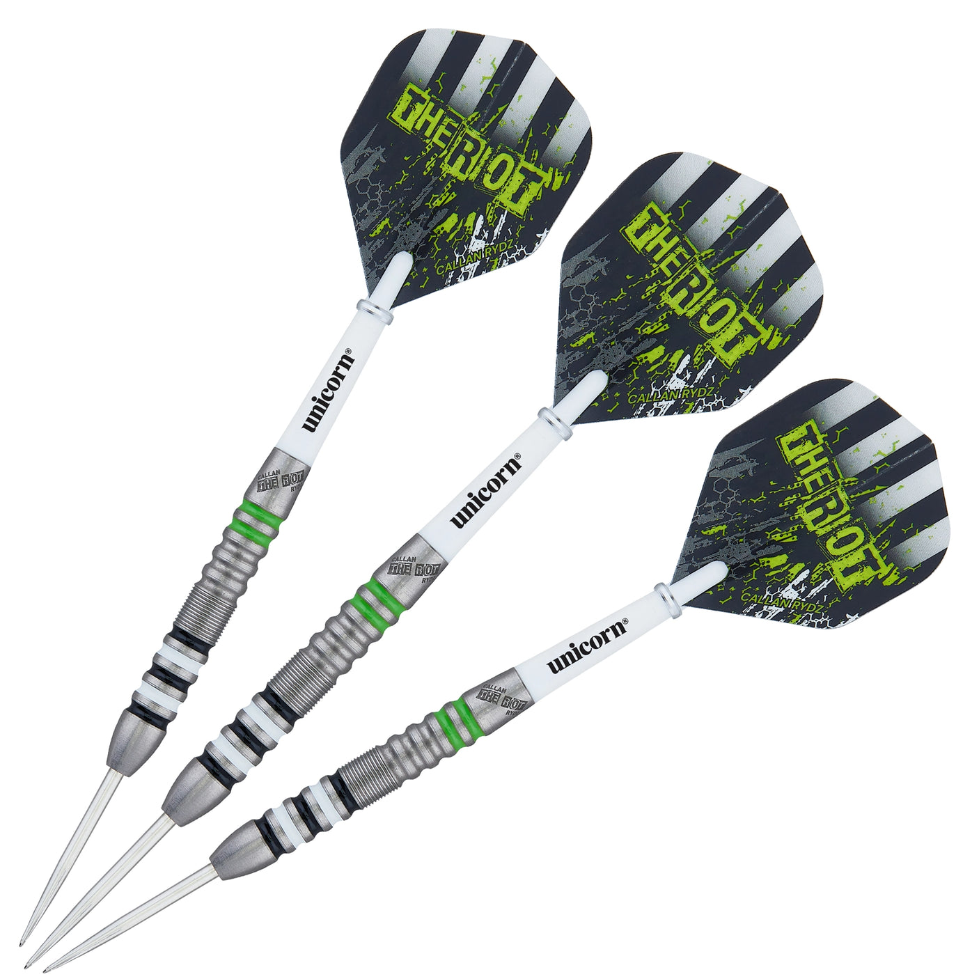 Unicorn Callan Rydz The Riot Steel Tip Darts three dart view