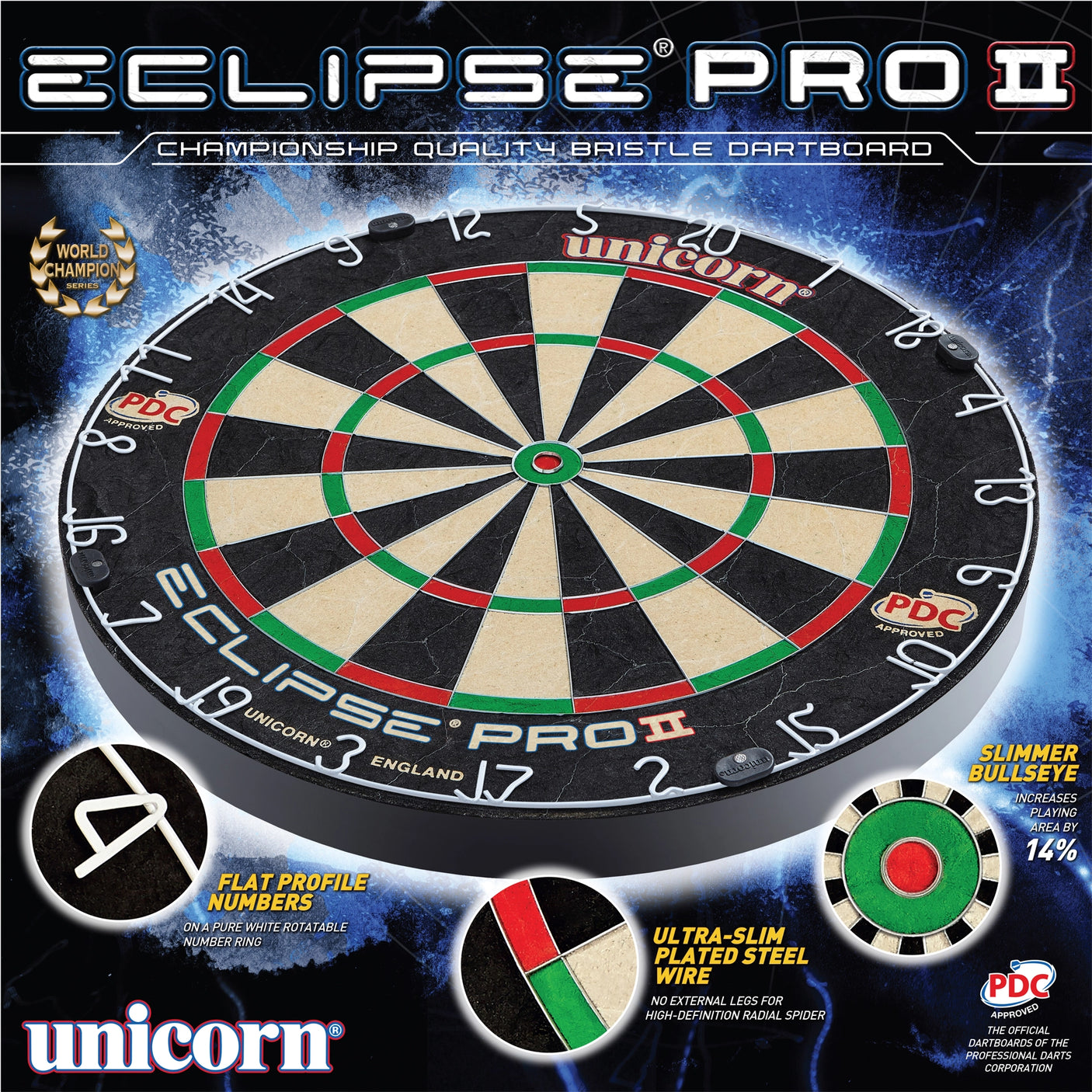 Unicorn Eclipse Pro2 Dartboard Front Box View