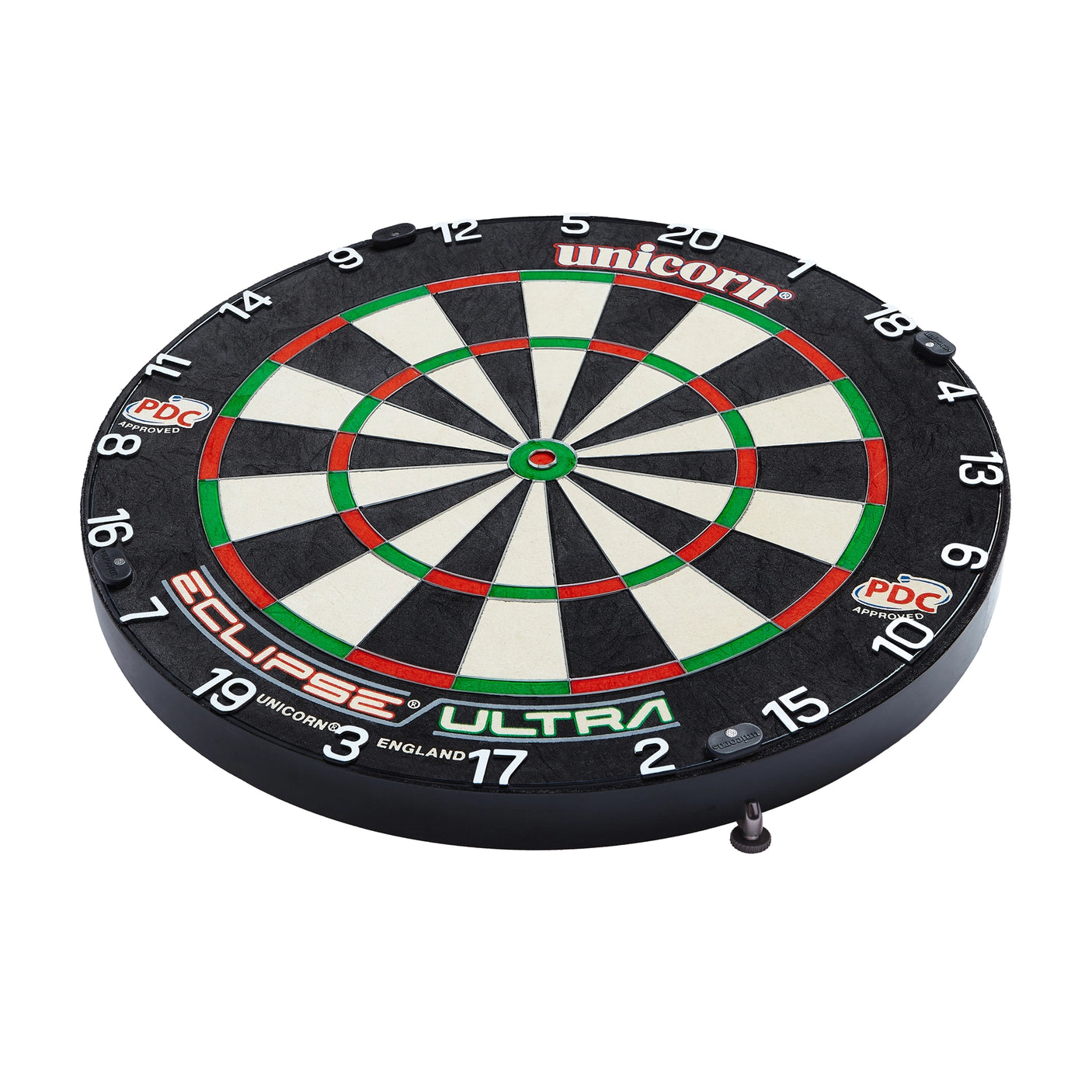 Unicorn Eclipse Ultra Bristle Dartboard - With Unilock Angled View