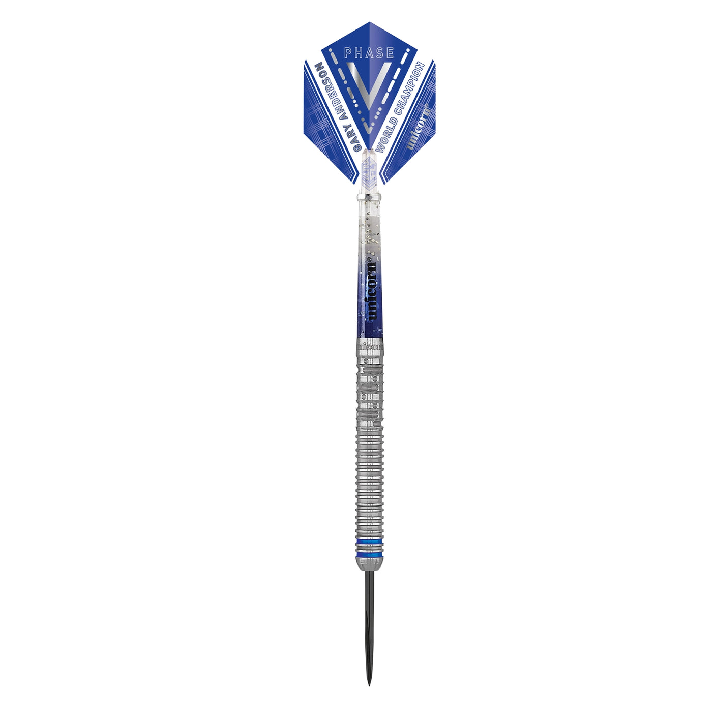 Unicorn Gary Anderson World Champion Deluxe Phase 5 90% Tungsten Steel Tip Darts Full Lengh View