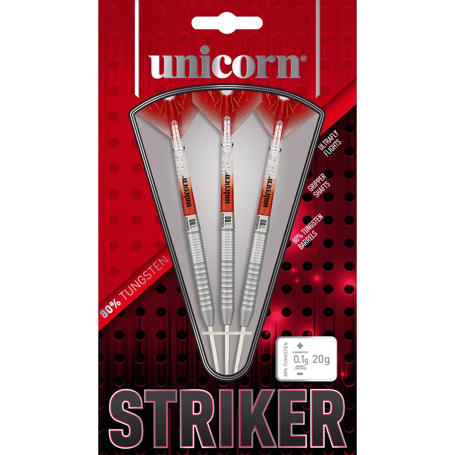 Unicorn Striker Type 1 80% Tngsten Steel Tip Dart Box View