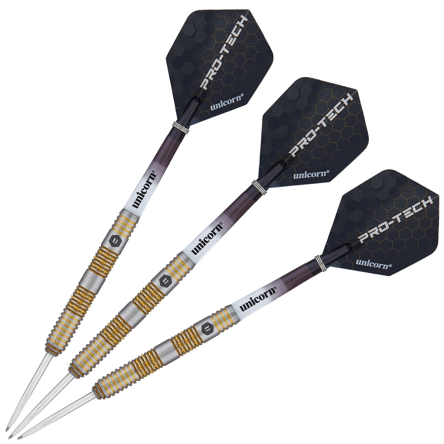 Unicorn Pro-Tech Style 6 Steel Tip Dart - 90% Tungsten Three Dart View
