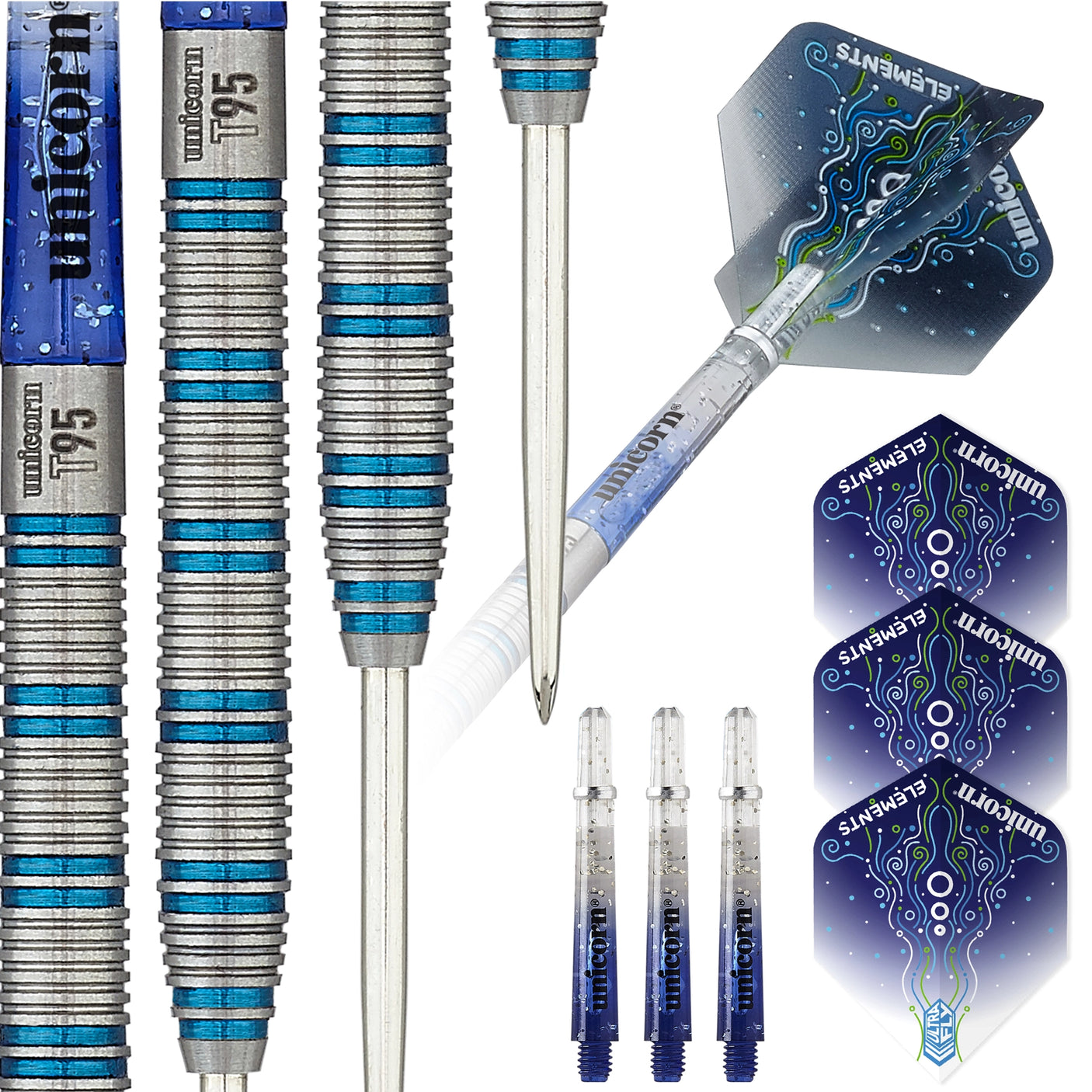 Unicorn T95 Core XL Blue Type 1 - 95% Tungsten Steel Tip Darts