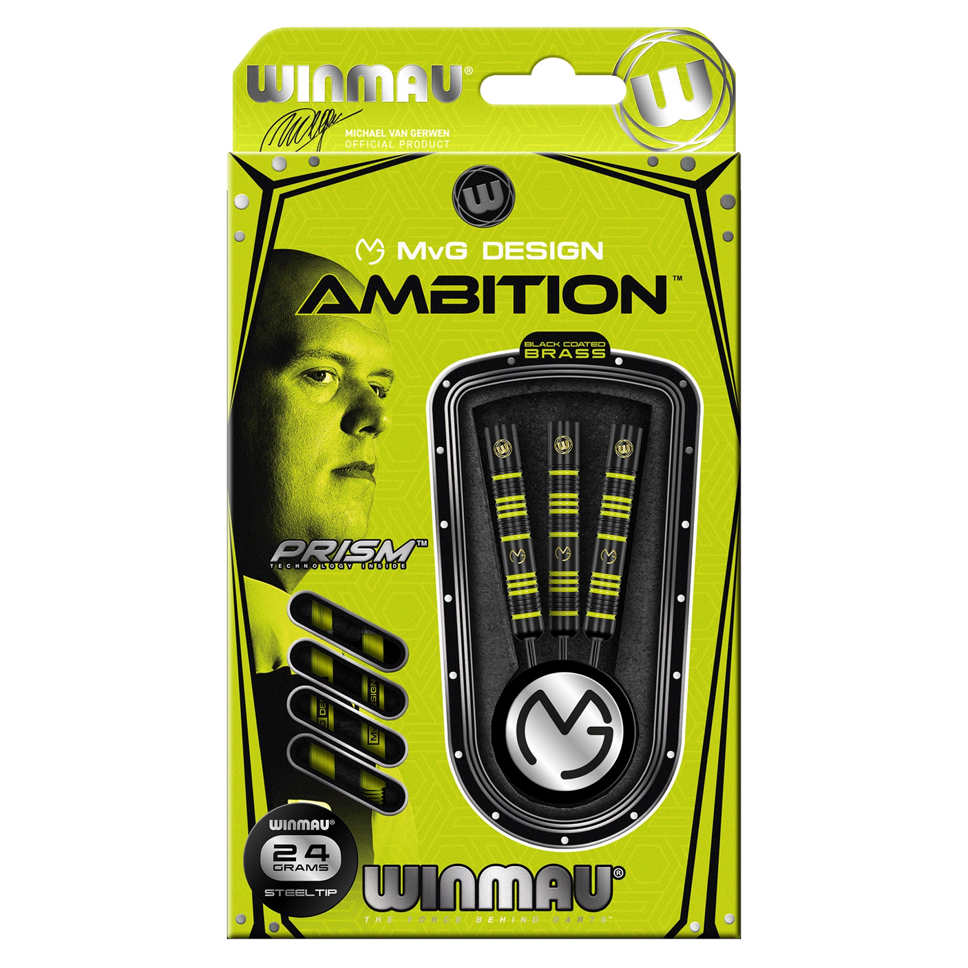 Winmau Michael Van Gerwen Ambition Brass Steel Tip Dart packaging