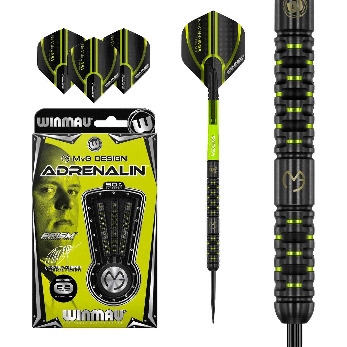 Winmau Michael Van Gerwen Adrenalin Steel Tip Darts Collection View